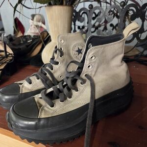 Converse High-Top Sneakers in Taupe and Black